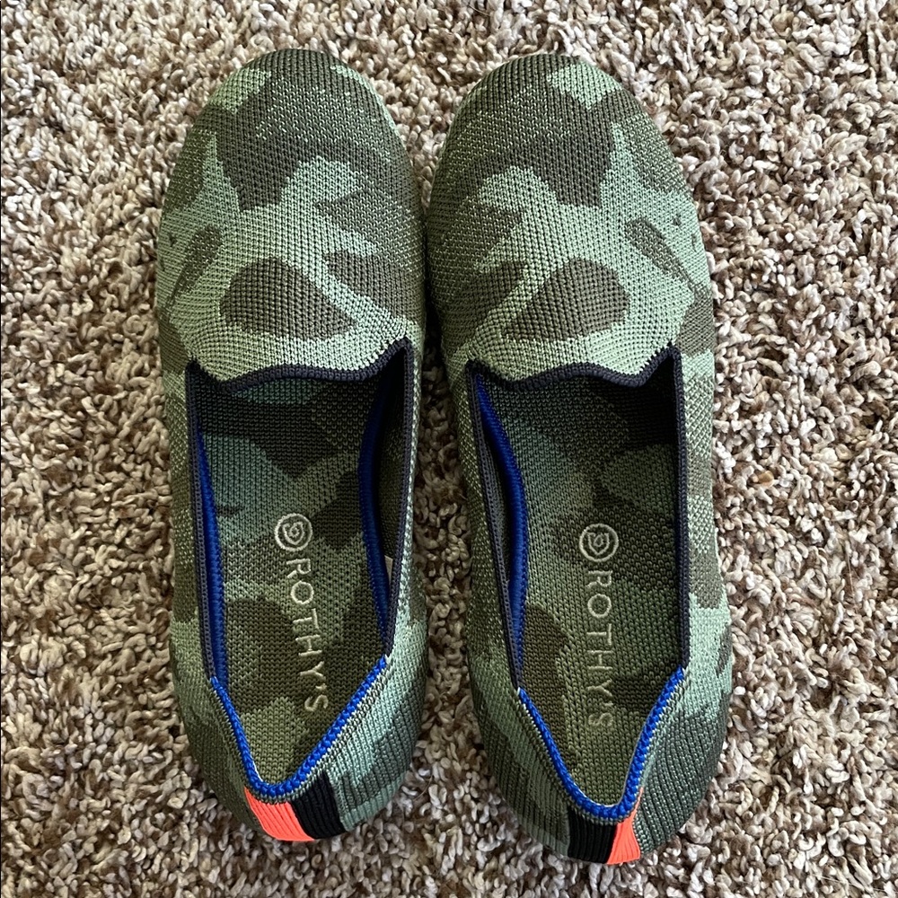 Rothy's The Kids Loafer in Olive Camo